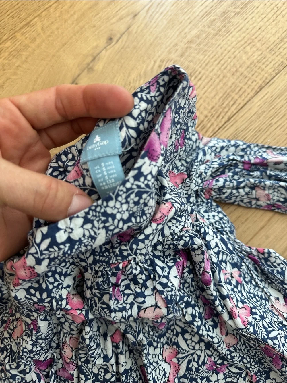GAP Navy Floral Long Sleeve Top with Pink butterfly 5T